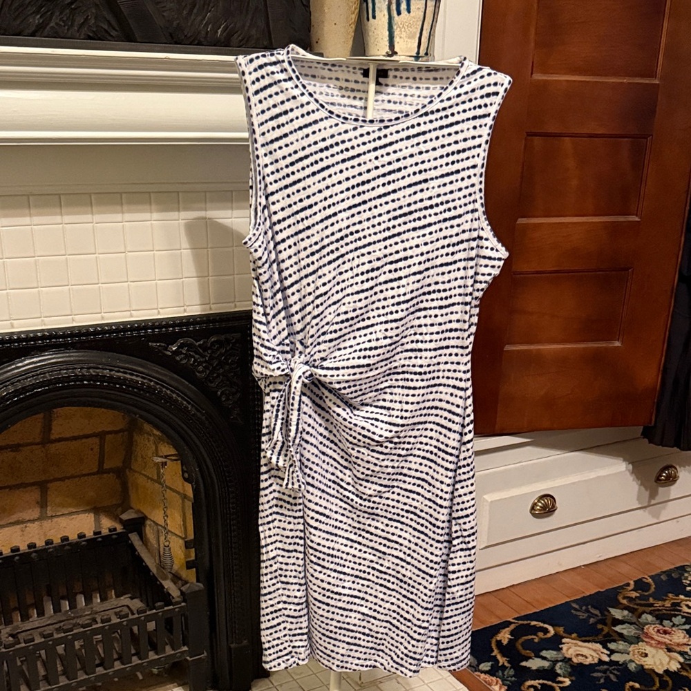 Talbots Navy and White Patterned Midi Dress worn 3 times